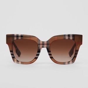 Designer Plaid Brown Sunglasses